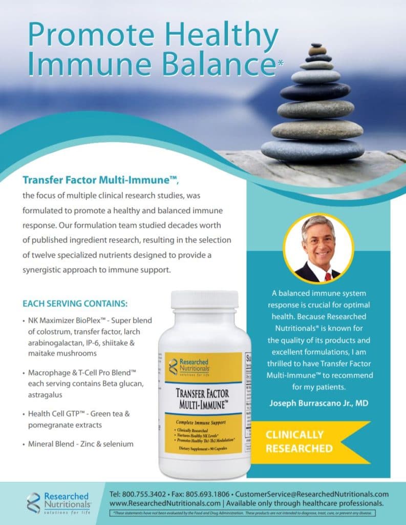 Stack of zen rocks and bottle of supplements as images accompanying ad text.